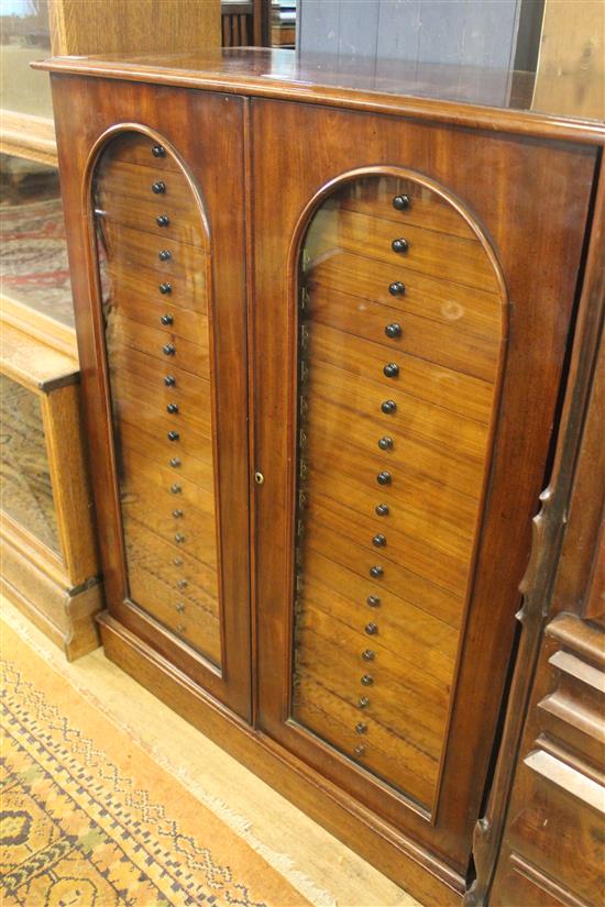 40 drawer collectors mahogany glazed cabinet